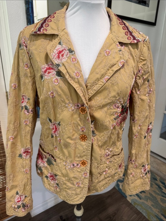 Johnny Was Jackets & Blazers - Johnny Was Mustard Embroidered Floral Blazer